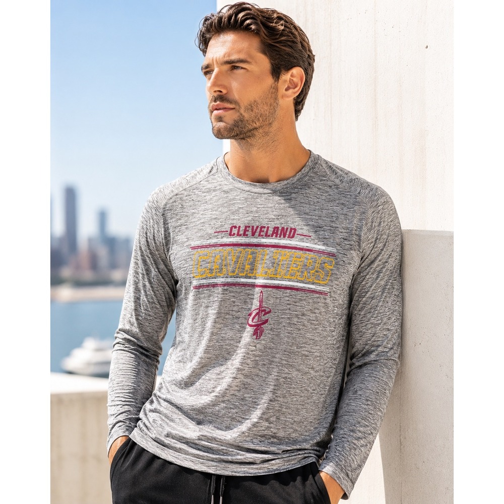 NBA Cleveland Cavaliers TX3 Cool Mens Medium Gray Long Sleeve Performance Shirt